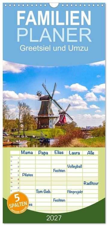 Produktbild: Familienplaner 2027 - Greetsiel und Umzu mit 5 Spalten (Wandkalender, 21 x 45 cm) CALVENDO