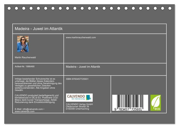 Produktbild: Madeira - Juwel im Atlantik (Tischkalender 2026 DIN A5 quer), CALVENDO Monatskalender