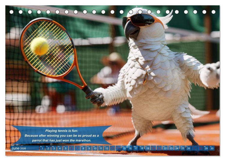 Produktbild: Funny animals as tennis players (Desk Calendar 2026 DIN A5 landscape), CALVENDO 12 Month DeskCalendar