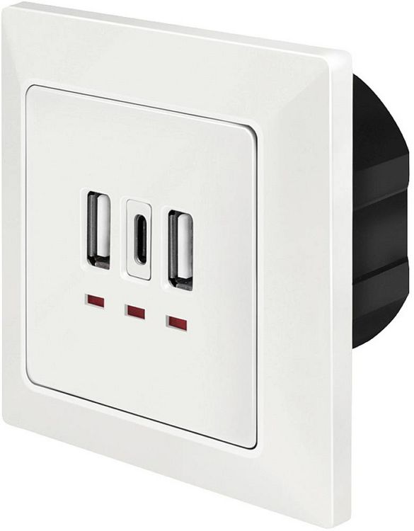 Produktbild: LogiLink PA0254 Unterputz-Dose mit USB-Ladeausgang Wei&szlig;