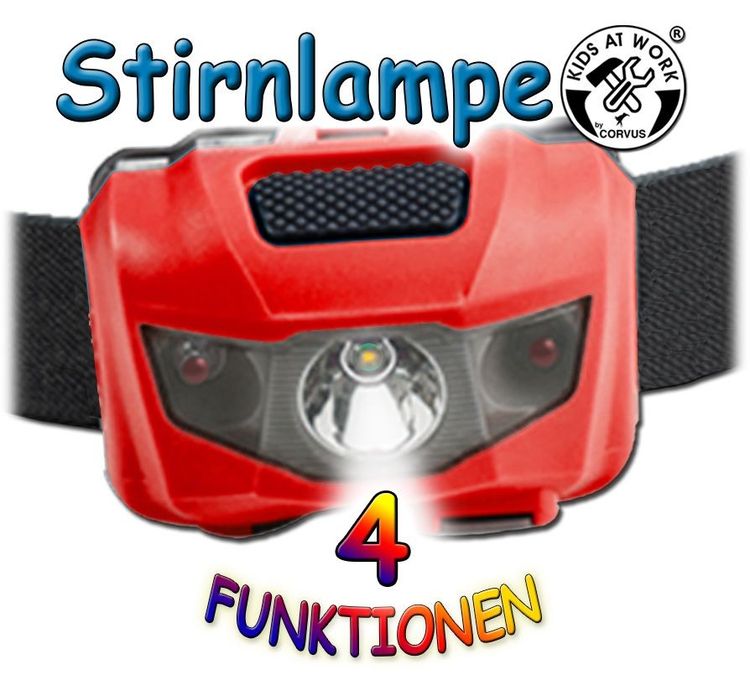 Produktbild: Corvus A120008 - Kids-at-Work, LED-Stirnlampe (1W/90Lumen) mit 4 Funktionen