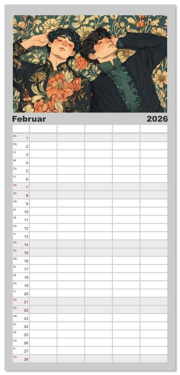 Produktbild: Familienplaner 2026 - Im Stil des Art Nouveau mit 5 Spalten (Wandkalender, 21 x 45 cm) CALVENDO