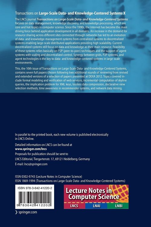 Produktbild: Transactions on Large-Scale Data- and Knowledge-Centered Systems X
