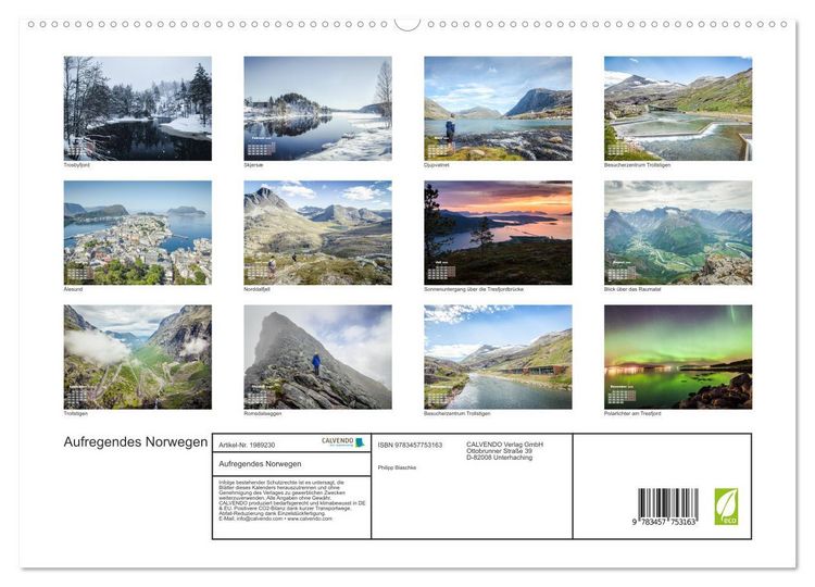 Produktbild: Aufregendes Norwegen (hochwertiger Premium Wandkalender 2026 DIN A2 quer), Kunstdruck in Hochglanz