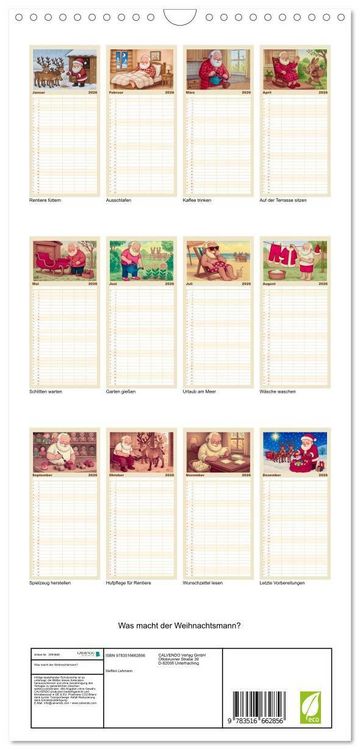 Produktbild: Familienplaner 2026 - Was macht der Weihnachtsmann? mit 5 Spalten (Wandkalender, 21 x 45 cm) CALVENDO