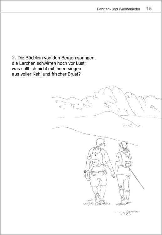 Produktbild: Die sch&ouml;nsten Fahrten- und Wanderlieder. Das Liederbuch f&uuml;r Senioren im Gro&szlig;druck. Mit Noten