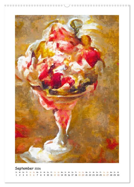 Produktbild: Eisbecher-Tr&auml;ume - Kunstvoll gemalte Eiskreationen in Acryl (hochwertiger Premium Wandkalender 2026 DIN A2 hoch), Kunstdruck in Hochglanz
