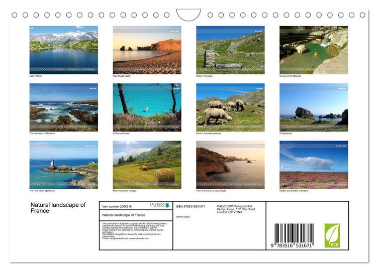 Produktbild: Natural landscape of France (Wall Calendar 2026 DIN A4 landscape), CALVENDO 12 Month Wall Calendar