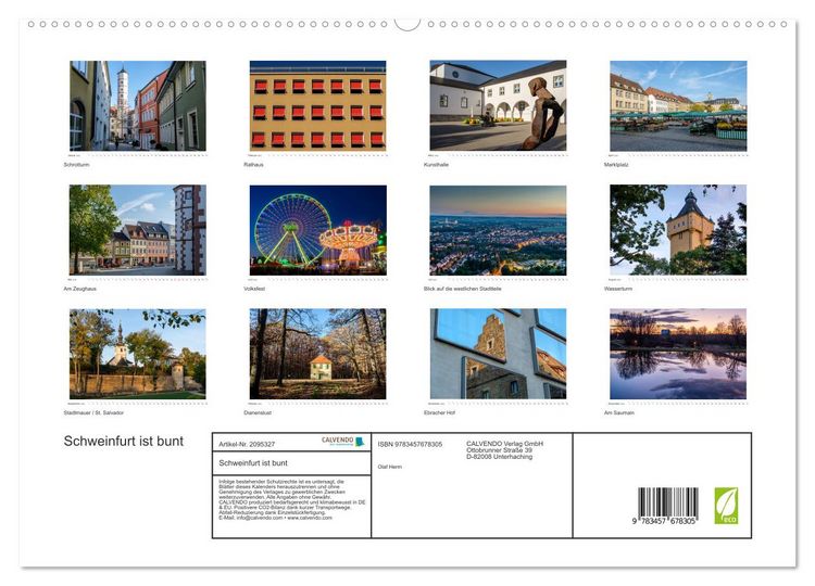 Produktbild: Schweinfurt ist bunt (hochwertiger Premium Wandkalender 2026 DIN A2 quer), Kunstdruck in Hochglanz