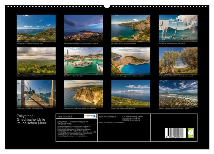 Produktbild: Zakynthos - Griechische Idylle im Ionischen Meer (hochwertiger Premium Wandkalender 2027 DIN A2 quer), Kunstdruck in Hochglanz