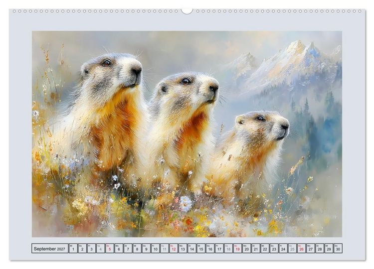 Produktbild: Murmeltiere. Kleine W&auml;chter der Berge (hochwertiger Premium Wandkalender 2027 DIN A2 quer), Kunstdruck in Hochglanz