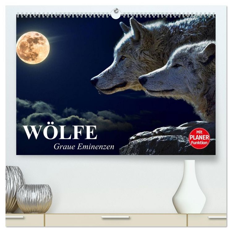 Produktbild: W&ouml;lfe. Graue Eminenzen (hochwertiger Premium Wandkalender 2026 DIN A2 quer), Kunstdruck in Hochglanz