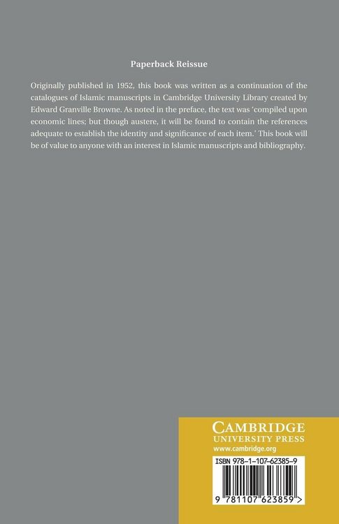 Produktbild: A Second Supplementary Hand-List of the Muhammadan Manuscripts in the University and Colleges of Cambridge