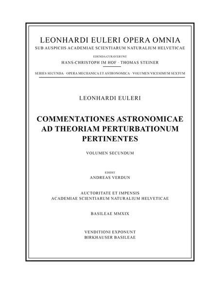 Produktbild: Commentationes astronomicae ad theoriam perturbationum pertinentes 2nd part