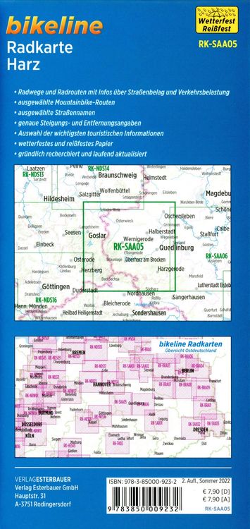 Produktbild: Radkarte Harz 1:75.000 (RK-SAA05)