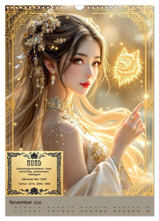 Produktbild: Magische chinesische Tierkreiszeichen (Wandkalender 2026 DIN A3 hoch), CALVENDO Monatskalender