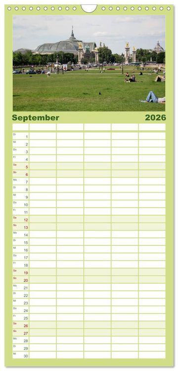 Produktbild: Familienplaner 2026 - Paris mit 5 Spalten (Wandkalender, 21 x 45 cm) CALVENDO