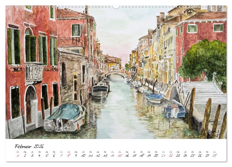 Produktbild: Venedig in stillen Aquarellen (Wandkalender 2026 DIN A2 quer), CALVENDO Monatskalender