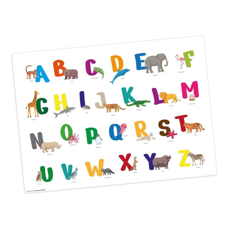 Produktbild: Tischsetmacher Tischset f&uuml;r Kinder Buntes ABC mit Tieren, aus hochwertigem Vinyl , 44 x 32 cm