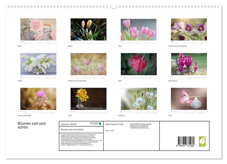 Produktbild: Blumen zart und sch&ouml;n (hochwertiger Premium Wandkalender 2026 DIN A2 quer), Kunstdruck in Hochglanz