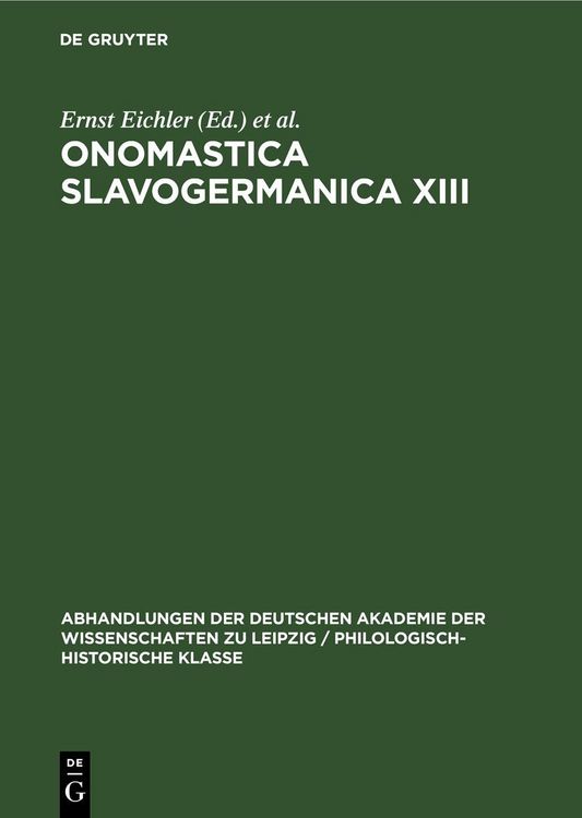 Produktbild: Onomastica Slavogermanica XIII