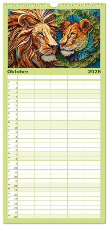 Produktbild: Familienplaner 2026 - Quilling Inspirationen mit 5 Spalten (Wandkalender, 21 x 45 cm) CALVENDO