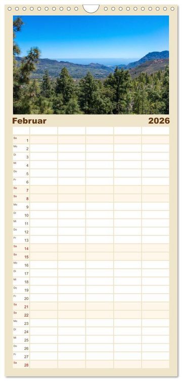 Produktbild: Familienplaner 2026 - Gran Canaria &ndash; Natur trifft Geschichte mit 5 Spalten (Wandkalender, 21 x 45 cm) CALVENDO