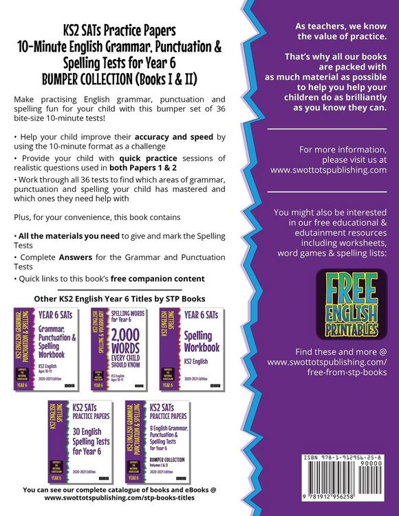 Produktbild: KS2 SATs Practice Papers 10-Minute English Grammar, Punctuation and Spelling Tests for Year 6 Bumper Collection