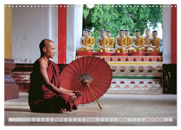 Produktbild: IM REICH DES BUDDHA - DER ROTE SCHIRM (Wandkalender 2027 DIN A3 quer), CALVENDO Monatskalender