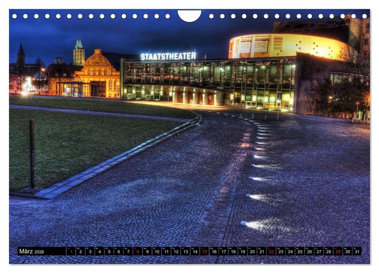 Produktbild: Kassel bei Nacht (Wandkalender 2026 DIN A4 quer), CALVENDO Monatskalender