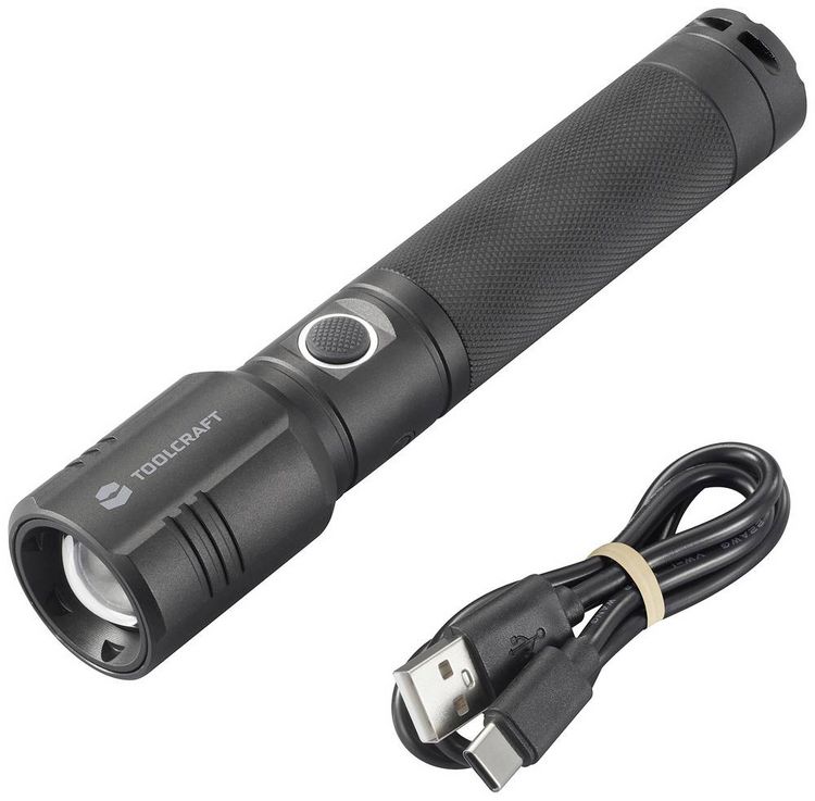 Produktbild: TOOLCRAFT TO-7838454 SMD LED Taschenlampe verstellbar, mit USB-Schnittstelle, mit Stroboskopmodus akkubetrieben 1000 lm 35 h 194 g