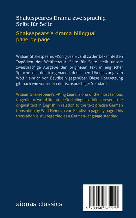 Produktbild: K&ouml;nig Lear. Shakespeare. Zweisprachig: Englisch-Deutsch / King Lear