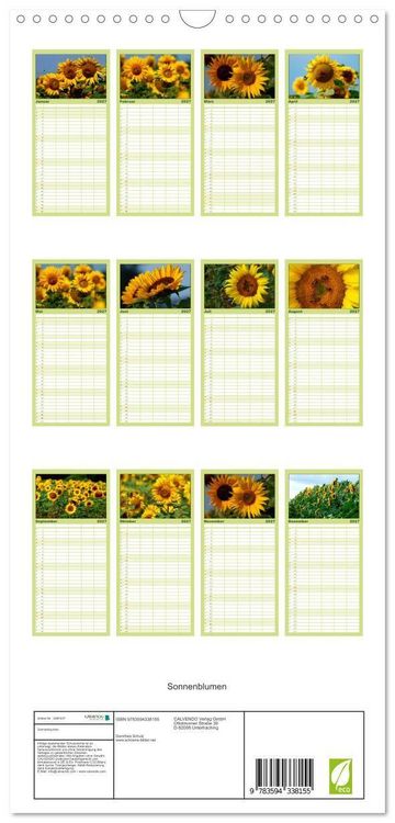 Produktbild: Familienplaner 2027 - Sonnenblumen mit 5 Spalten (Wandkalender, 21 x 45 cm) CALVENDO