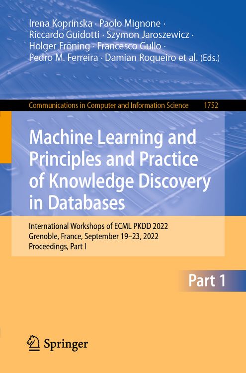 Produktbild: Machine Learning and Principles and Practice of Knowledge Discovery in Databases