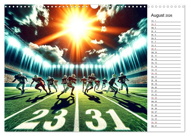 Produktbild: American Football - Durch KI-Technologie zum Leben erweckte Momente (Wandkalender 2026 DIN A3 quer), CALVENDO Monatskalender