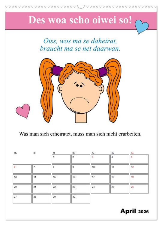 Produktbild: So a Schmarrn! Bairische Mundart (hochwertiger Premium Wandkalender 2026 DIN A2 hoch), Kunstdruck in Hochglanz