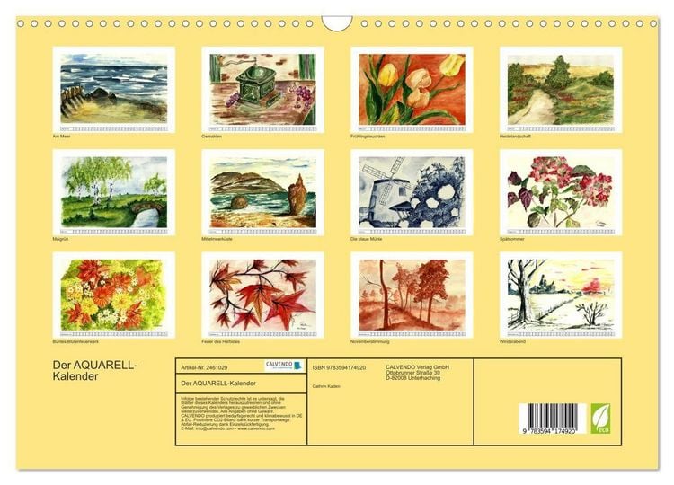 Produktbild: Der AQUARELL-Kalender (Wandkalender 2027 DIN A3 quer), CALVENDO Monatskalender