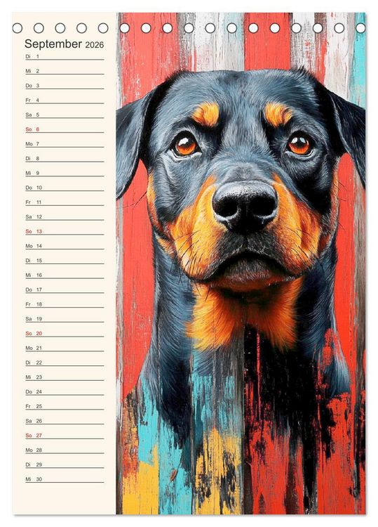 Produktbild: Hundegesichter. Kunstvolle Hundeportraits im modernen Painting-Stil (Tischkalender 2026 DIN A5 hoch), CALVENDO Monatskalender