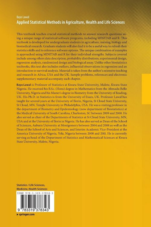 Produktbild: Applied Statistical Methods in Agriculture, Health and Life Sciences