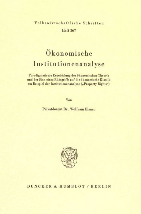 Produktbild: &Ouml;konomische Institutionenanalyse.