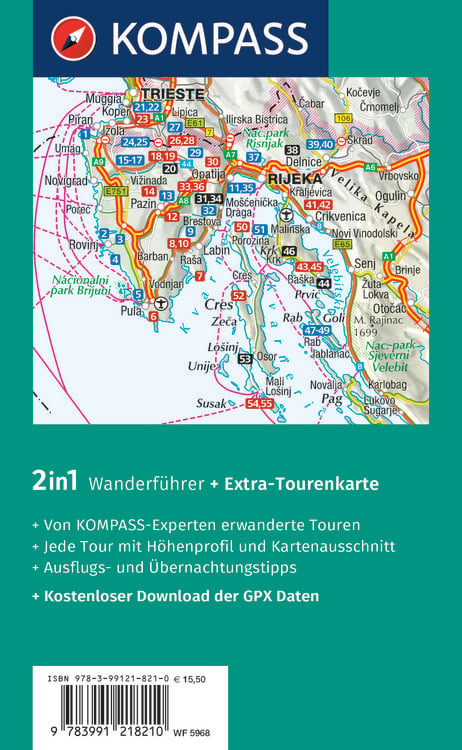 Produktbild: KOMPASS Wanderf&uuml;hrer Istrien mit Kvarner-Bucht, Krk, Rab, Cres und Losinj, 55 Touren