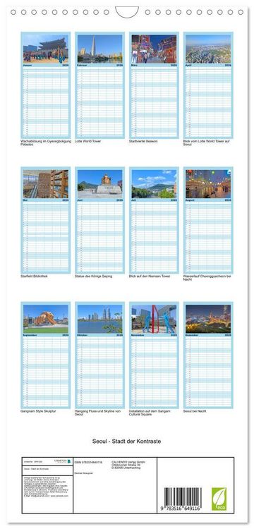 Produktbild: Familienplaner 2026 - Seoul - Stadt der Kontraste mit 5 Spalten (Wandkalender, 21 x 45 cm) CALVENDO