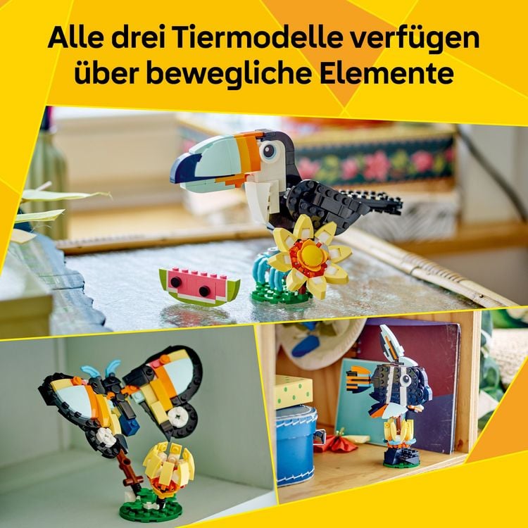 Produktbild: LEGO Creator Wilde Tiere: Tropischer Tukan 31173, 3-in-1 Spielzeug