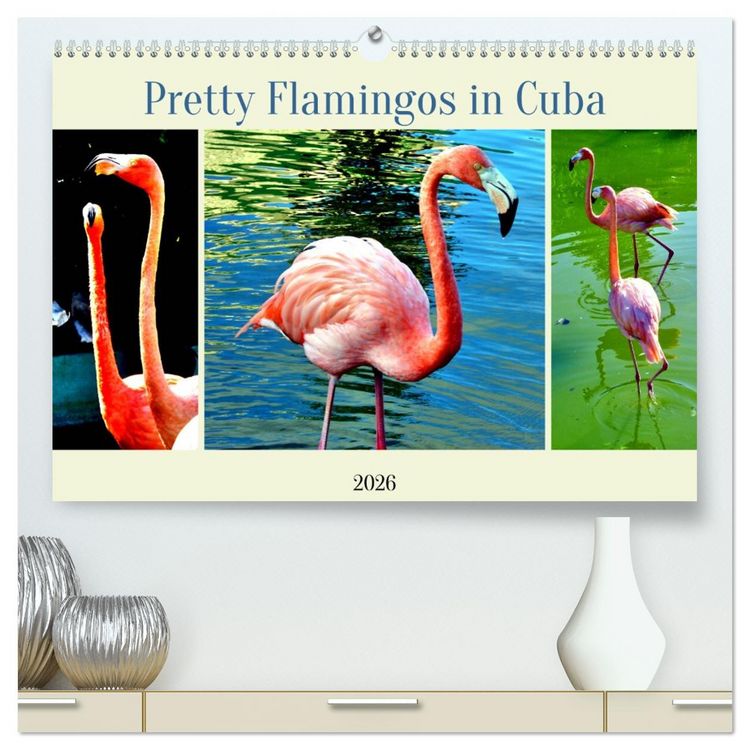 Produktbild: Pretty Flamingos in Cuba (hochwertiger Premium Wandkalender 2026 DIN A2 quer), Kunstdruck in Hochglanz