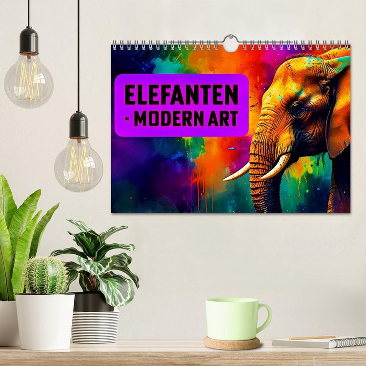 Produktbild: Elefanten - modern Art (Wandkalender 2026 DIN A4 quer), CALVENDO Monatskalender