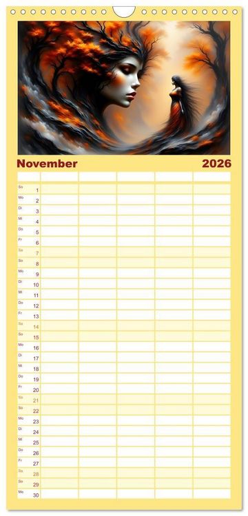 Produktbild: Familienplaner 2026 - Die Magie der Natur Monatsk&ouml;niginnen mit 5 Spalten (Wandkalender, 21 x 45 cm) CALVENDO
