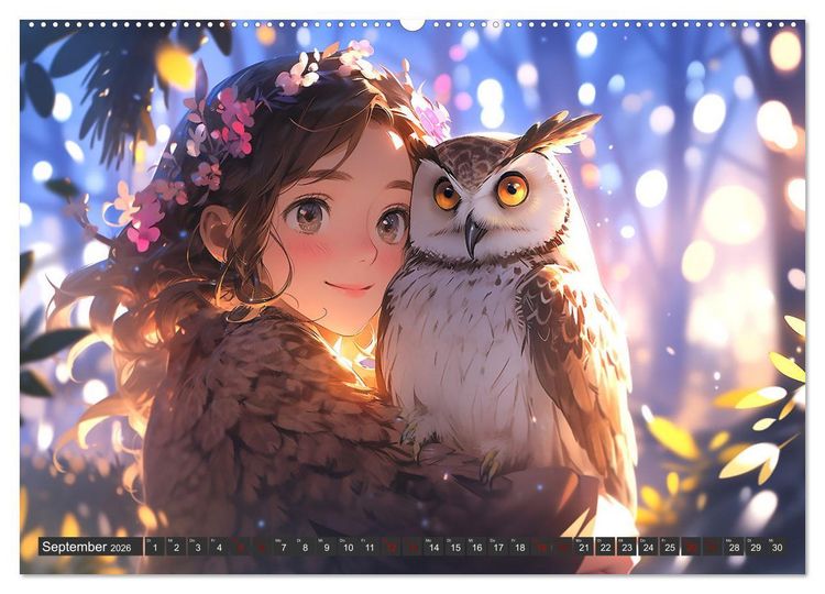 Produktbild: Manga Tierliebe (hochwertiger Premium Wandkalender 2026 DIN A2 quer), Kunstdruck in Hochglanz