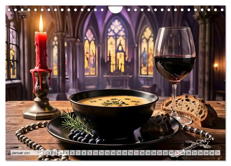 Produktbild: Schattenbankett - Gothic Fine Dining &ndash; 12 Men&uuml;s in dunkler Eleganz (Wandkalender 2027 DIN A4 quer), CALVENDO Monatskalender