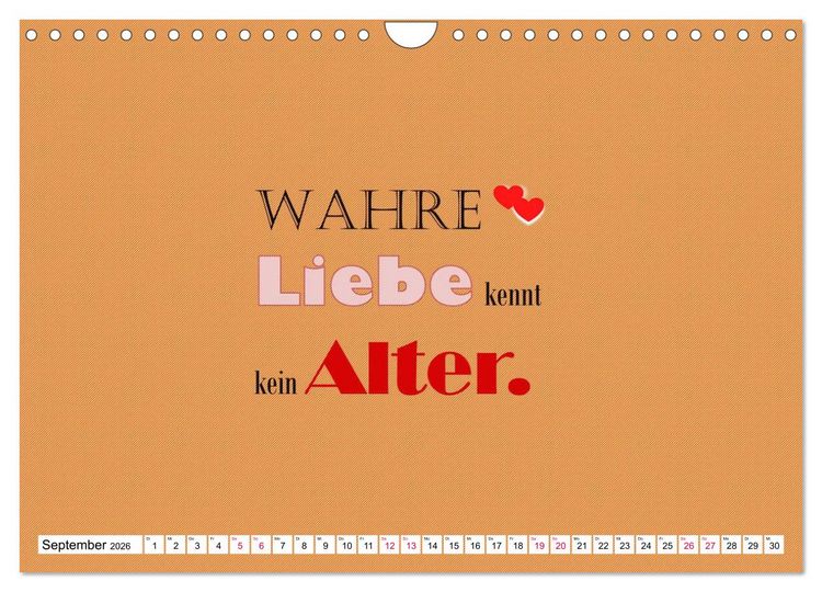 Produktbild: Zitate und Spr&uuml;che In Sachen LIEBE (Wandkalender 2026 DIN A4 quer), CALVENDO Monatskalender