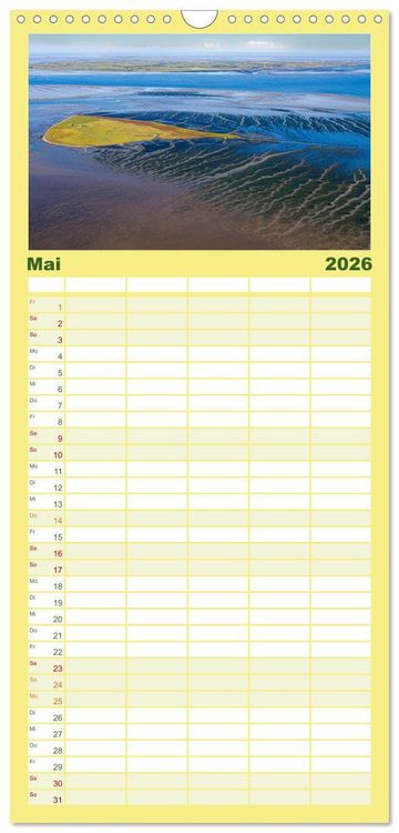 Produktbild: Familienplaner 2026 - Das Wattenmeer aus der Vogelperspektive mit 5 Spalten (Wandkalender, 21 x 45 cm) CALVENDO